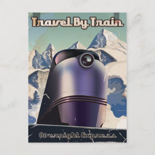 Cartão Postal Viagem por comboio Sci-Fi Vintage art
