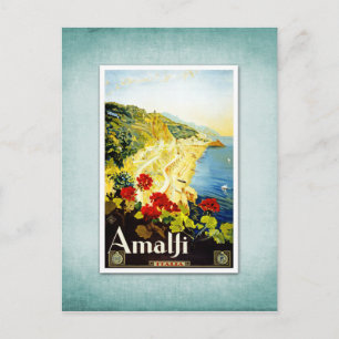 Cartão Postal Viagem Poster vintage Amalfi Itália