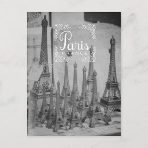 Cartão Postal Viagem preto e branco de Paris Souvenirs