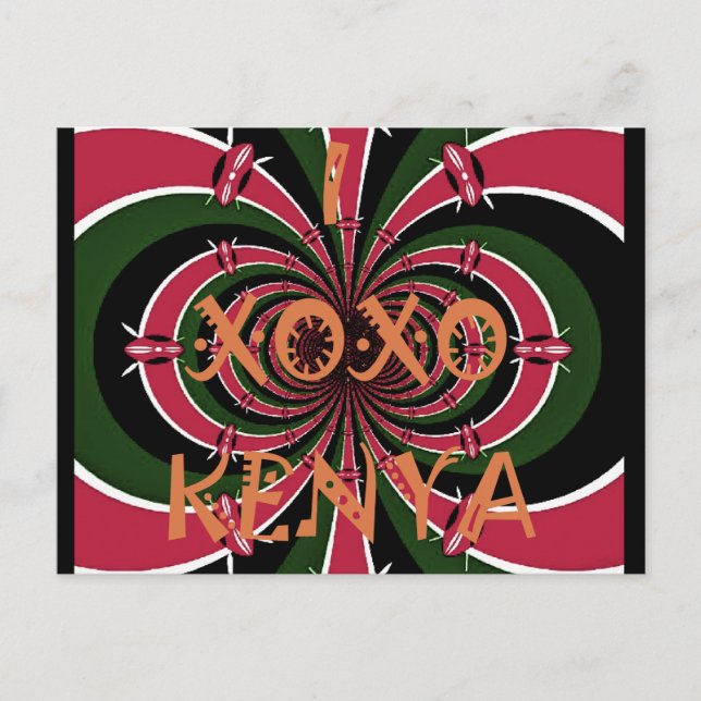 Cartão Postal Viagem Queniano - Hugs & Kisses Design (Frente)