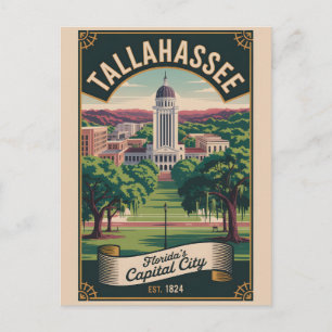Cartão Postal Viagem Retro Alta Tallahassee Flórida