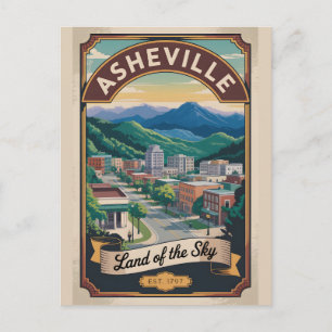 Cartão Postal Viagem Retro Asheville Carolina do Norte 