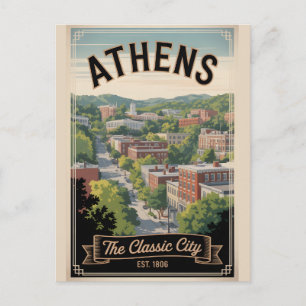Cartão Postal Viagem Retro Atenas Geórgia Vintage 