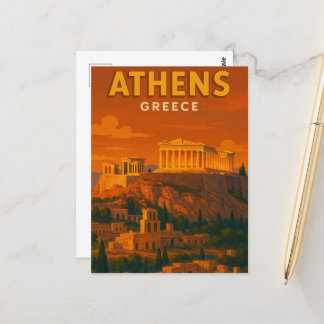 Cartão Postal Viagem Retro Atenas Grécia