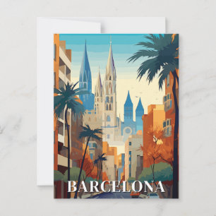 Cartão Postal Viagem Retro Barcelona, Espanha