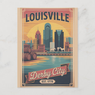Cartão Postal Viagem Retro Cidade Derby Louisville Kentucky Vint