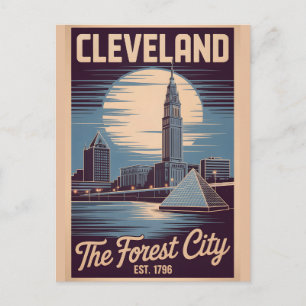 Cartão Postal Viagem Retro Cleveland Ohio Forest City Antiga