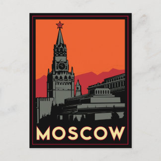 Cartão Postal viagem retro do art deco de Moscovo Rússia kremlin
