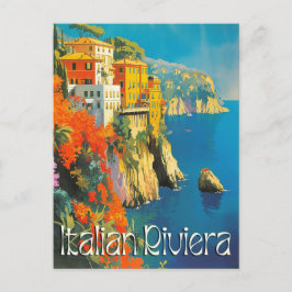 Cartão Postal Viagem Retro para a Riviera Italiana 