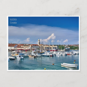 Cartão Postal viagem retrô Rijeka Croácia Kostrena Opatija