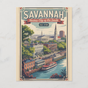 Cartão Postal Viagem Retro Savannah Geórgia Vintage
