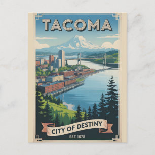 Cartão Postal Viagem Retro Tacoma Washington Vintage