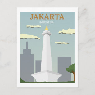 Cartão Postal Viagem Retro Vintage Jacarta, Indonésia