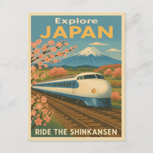 Cartão Postal Viagem Retro Vintage Japão Shinkansen Trem Bala