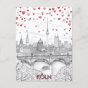 Cartão Postal Viagem Romântica Köln Alemanha