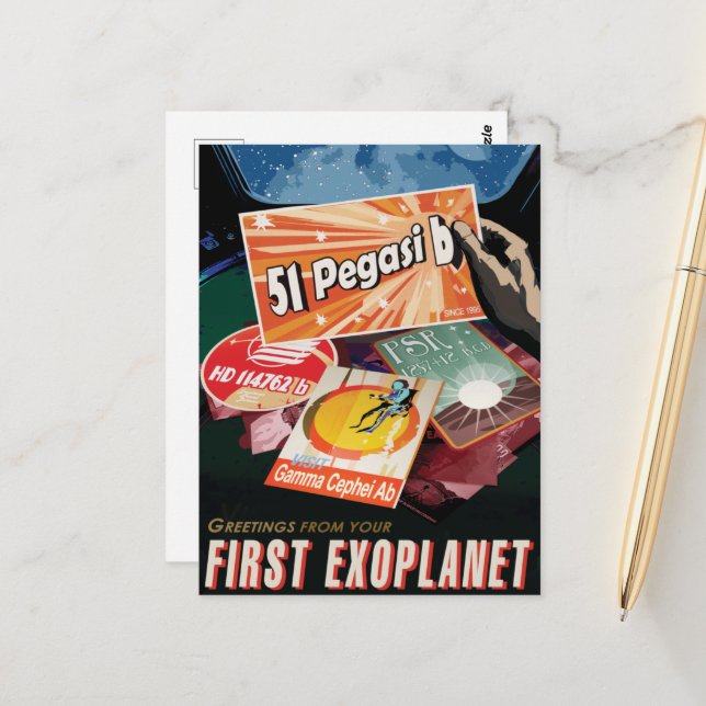 Cartão Postal Viagem Sci-Fi Ad, Planeta 51 Pegasi b (Frente/Verso In Situ)