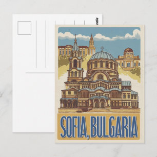Cartão Postal Viagem Sófia, bulgária presentes e lembranças vint
