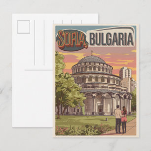 Cartão Postal Viagem Sófia, bulgária presentes vintage, casalamo