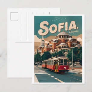 Cartão Postal Viagem Sófia, bulgária presentes vintage cidade bo