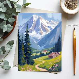 Cartão Postal Viagem Suiça de encostas dos Alpes Suíços