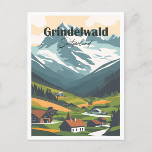 Cartão Postal Viagem Suiça de Trabalho de arte Grindelwald