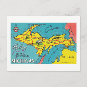 Cartão Postal Viagem superior de Michigan da península do