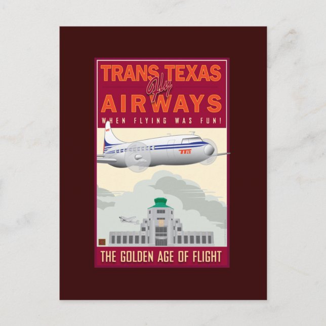 Cartão Postal VIAGEM-Trans Texas Airways- (Frente)