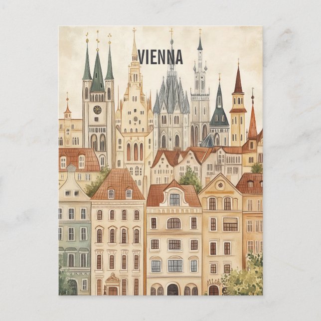 Cartão Postal Viagem Viena Áustria (Frente)