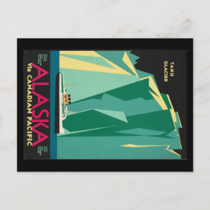 Cartão Postal Viagem Vintage Alasca Cruzeiro do Glaciar Taku Nav