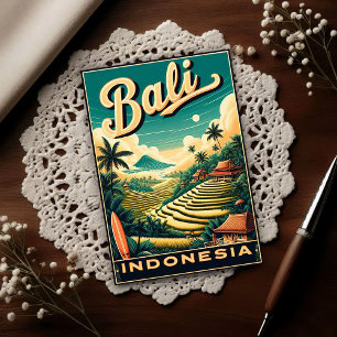 Cartão Postal Viagem Vintage Bali, Indonésia