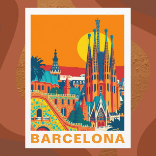 Cartão Postal Viagem Vintage Barcelona Espanha