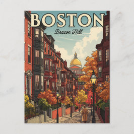 Cartão Postal Viagem Vintage Beacon Hill Boston