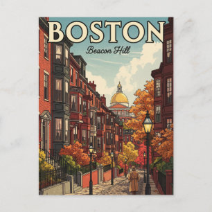 Cartão Postal Viagem Vintage Beacon Hill Boston