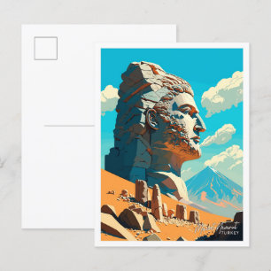 Cartão Postal Viagem Vintage do Monte Nemrut Turkey