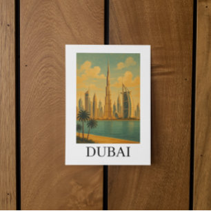 Cartão Postal Viagem Vintage Dubai – Silhueta Retro dos Emirados