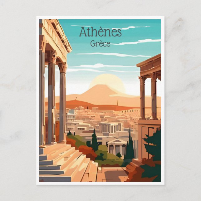 Cartão Postal viagem vintage Grécia Atenas Grèce turismo (Frente)
