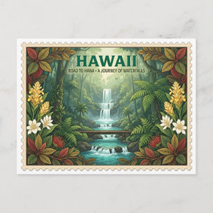 Cartão Postal Viagem Vintage Hawaii Estrada para Hana Maui Cacho