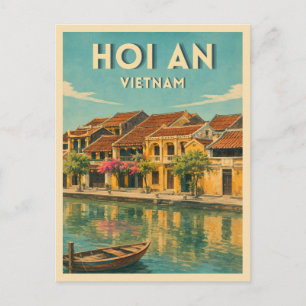 Cartão Postal Viagem Vintage Hoi An Vietnam Gráfico Retro