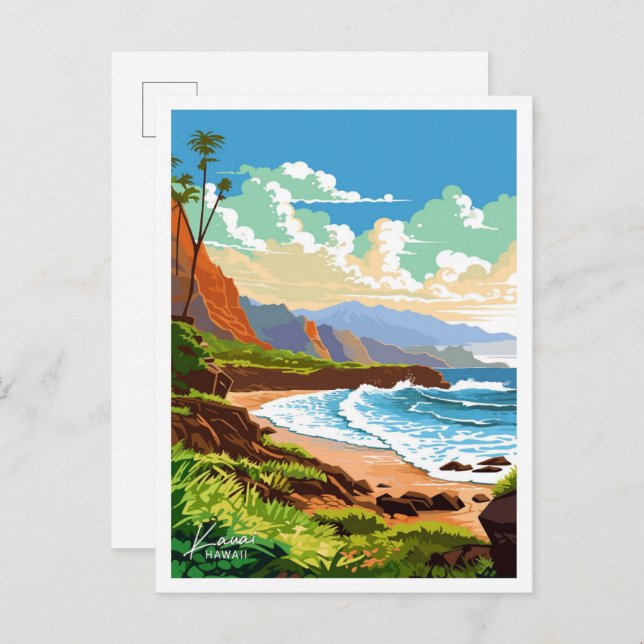 Cartão Postal Viagem Vintage Kauai Hawaii (Frente/Verso)