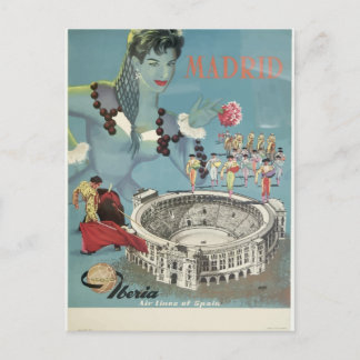 Cartão Postal viagem vintage madrid