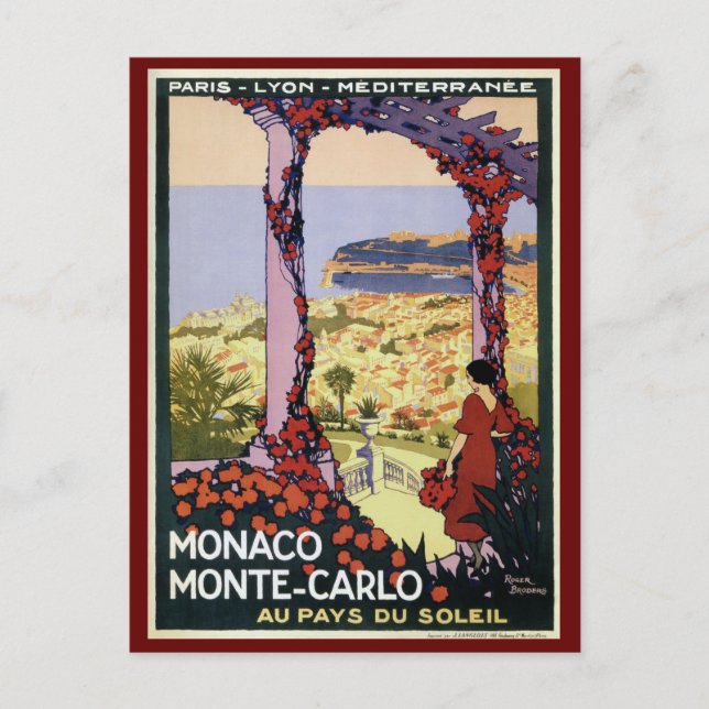 Cartão Postal Viagem Vintage Mônaco Monte Carlo (Frente)
