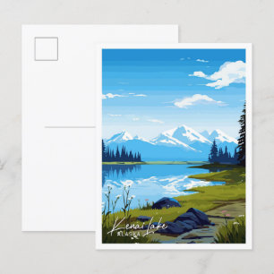 Cartão Postal Viagem Vintage no Lago Kenai Alaska