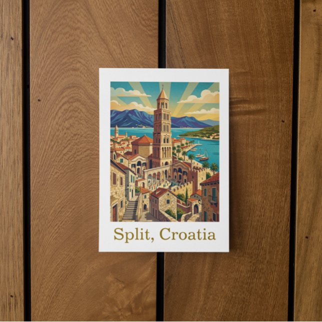 Cartão Postal Viagem Vintage Split Croácia Dalmácia (Vintage Split Croatia Dalmatia Travel Postcard)