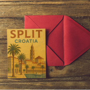 Cartão Postal Viagem Vintage Split Croácia Dalmácia