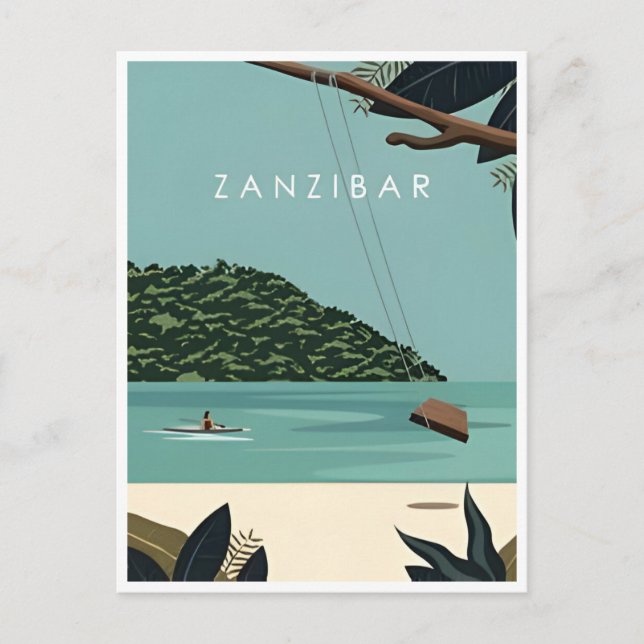 Cartão Postal Viagem vintage Zanzibar Tanzânia África Lago  (Frente)