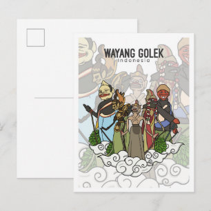 Cartão Postal Viagem Wayang Golek Java Ocidental Indonésia