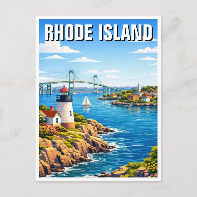 Cartão Postal Viagens a Rhode Island (Frente)