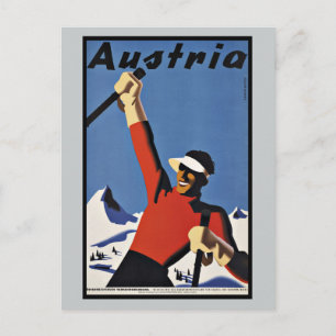 Cartão Postal Viagens Antigas Áustria Esportes de Esqui
