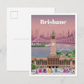Cartão Postal Viagens Antigas Brisbane Austrália 