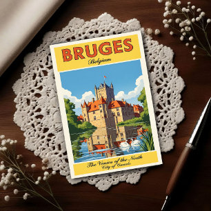 Cartão Postal Viagens Antigas em Bruges, Bélgica dos anos 60
